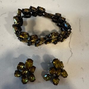 J Crew Faux Citrine Chandelier Earrings & Bracelet Set